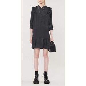 Zadig & Voltaire Rygg‎ Satin Shift Mini Dress Small Noir Black Grunge Glam